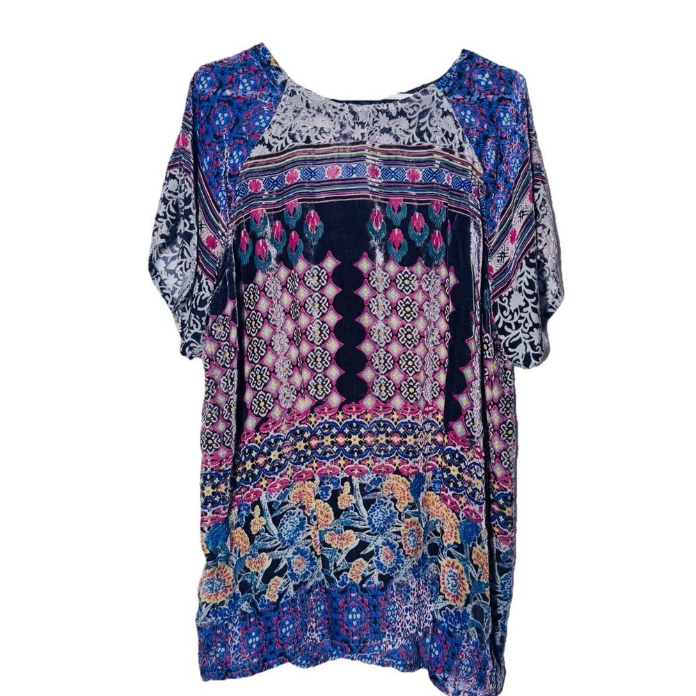 Johnny Was Womens Silk Blend Velvet Burnout Tunic Dress Sz S Artsy Boho